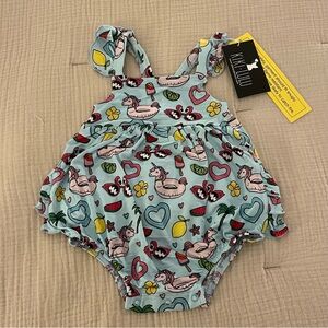 NWT Kiki + Lulu Bamboo Bubble Romper It's a Waterful Life Summer Print 12-18M